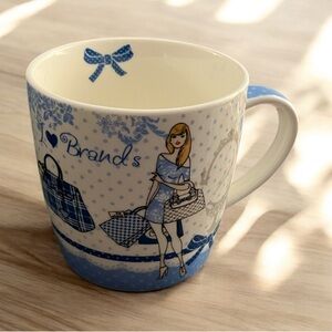 I Love Brands Fashion Shopping Designer Mug Easy Life Design Blue White Ribbon